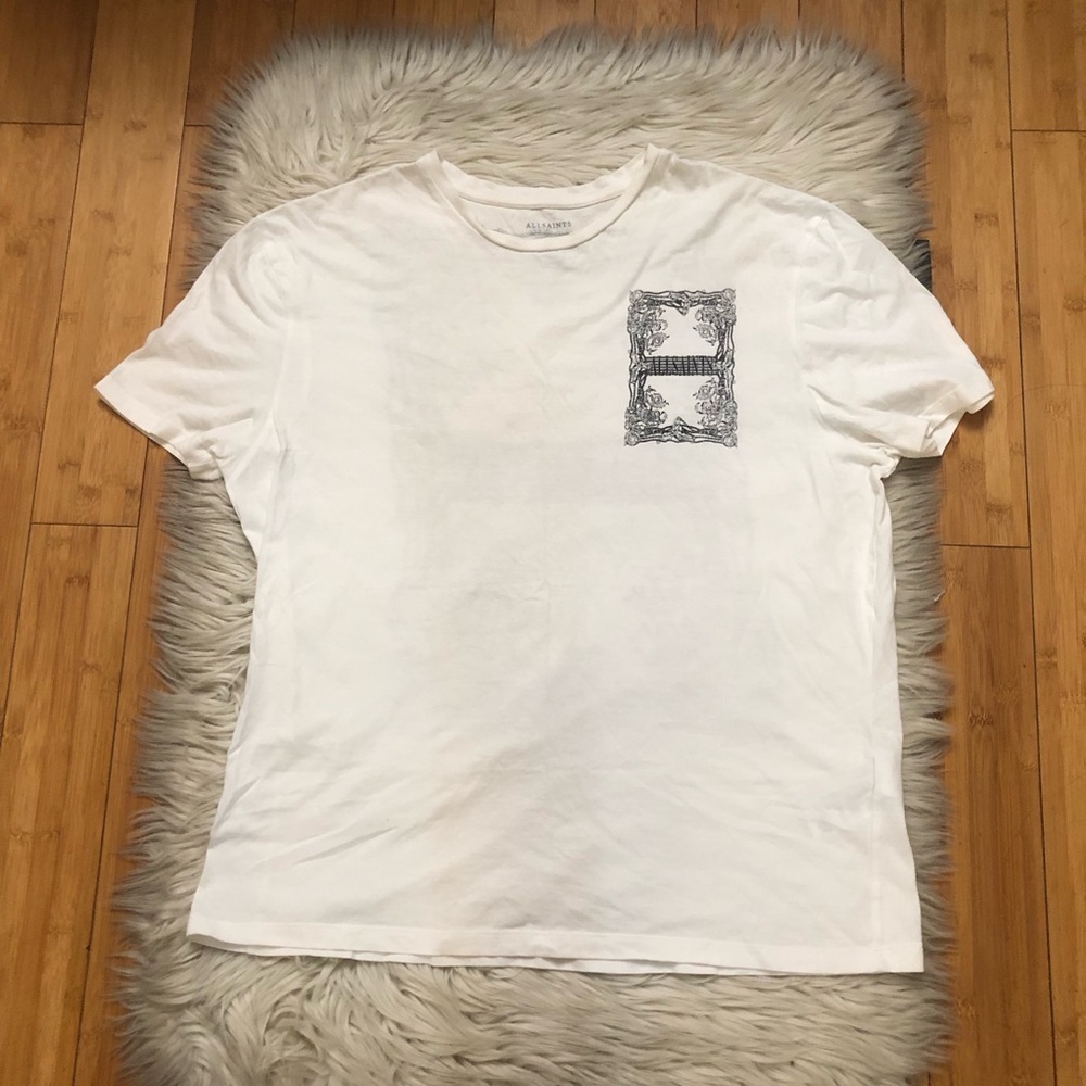 All Saints White Black Graphic Logo Crew Neck Short Sleeves Unisex T-shirt M